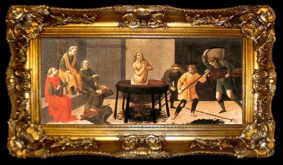 framed  BARTOLOMEO DI GIOVANNI Predella: Martyrdom of St John, ta009-2
